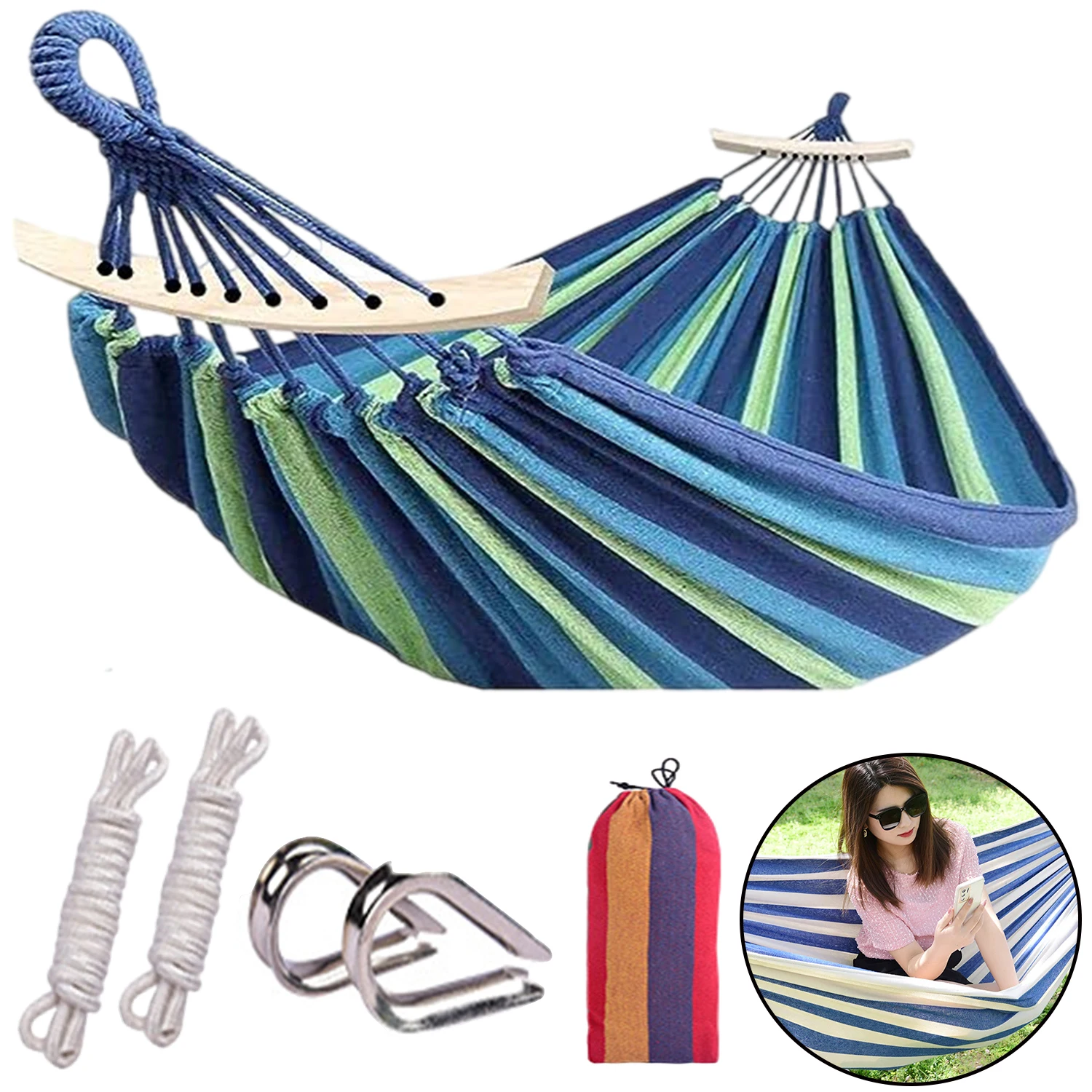 

Hammock,Single or Double Person Canvas Portable Camping Hammocks with Carrying Bag for Home,Travel,Patio,Garden,Outdoors,Hiking