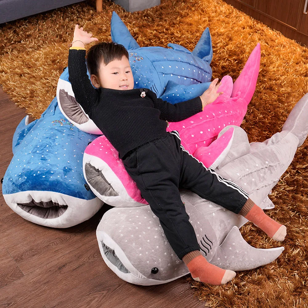 

New Cartoon Cuddly Blue Whale Plush Toys Big Fish Shark Dolls Baby Appease Soft Stuffed Animal Pillow Children Birthday Gifts