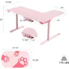 L Shaped Gaming Desk, 60 Inch Large Home Office Corner PC Computer Table Study Writing Female L60 Mouse Pad Cable Management 2