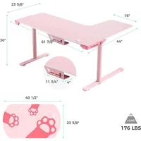 L Shaped Gaming Desk, 60 Inch Large Home Office Corner PC Computer Table Study Writing Female L60 Mouse Pad Cable Management 2