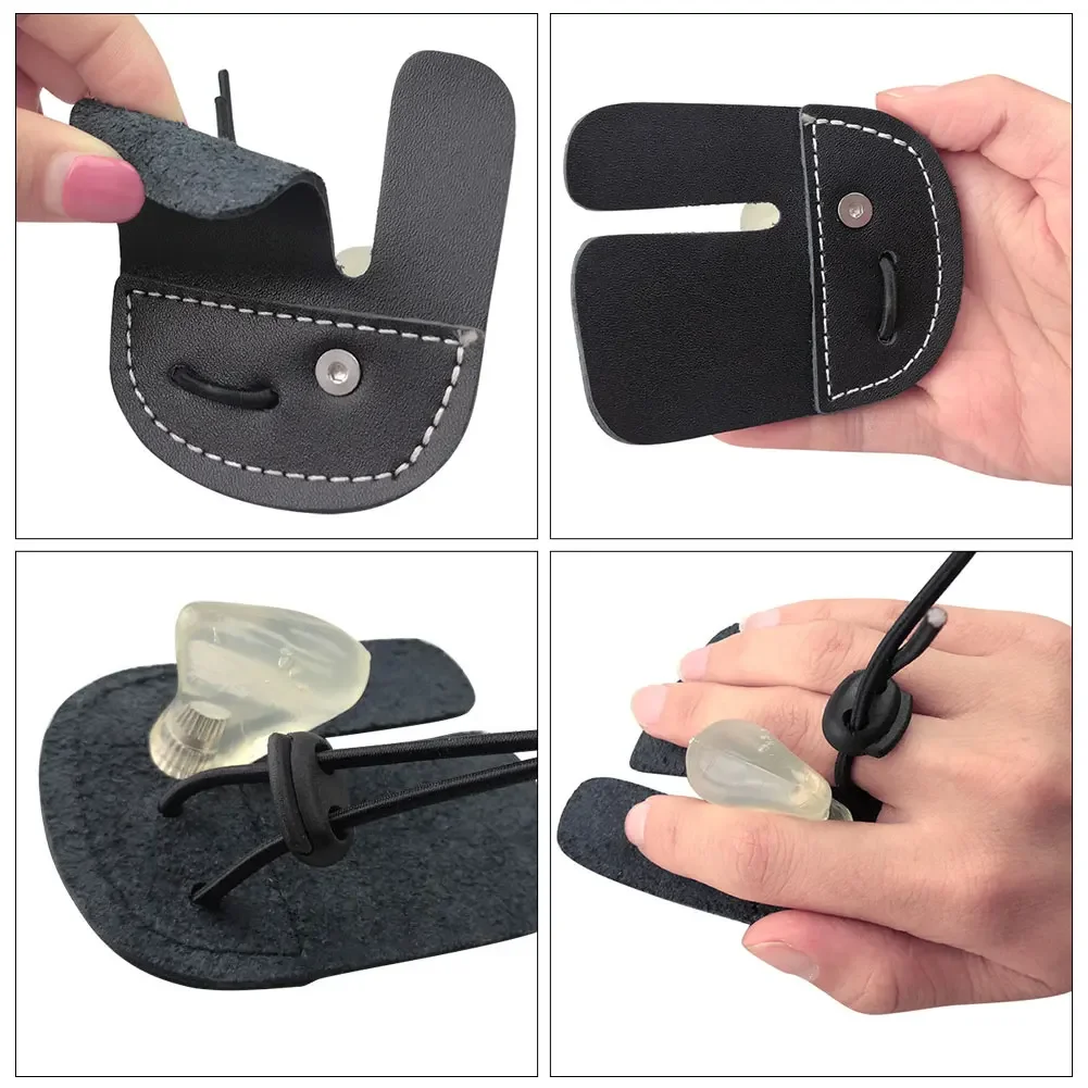 Cow Leather Archery Finger Guard Protection Pad Glove Tab Bow Shooting Hand Guard Tool Arrow Training Shooting Hunting Supplies