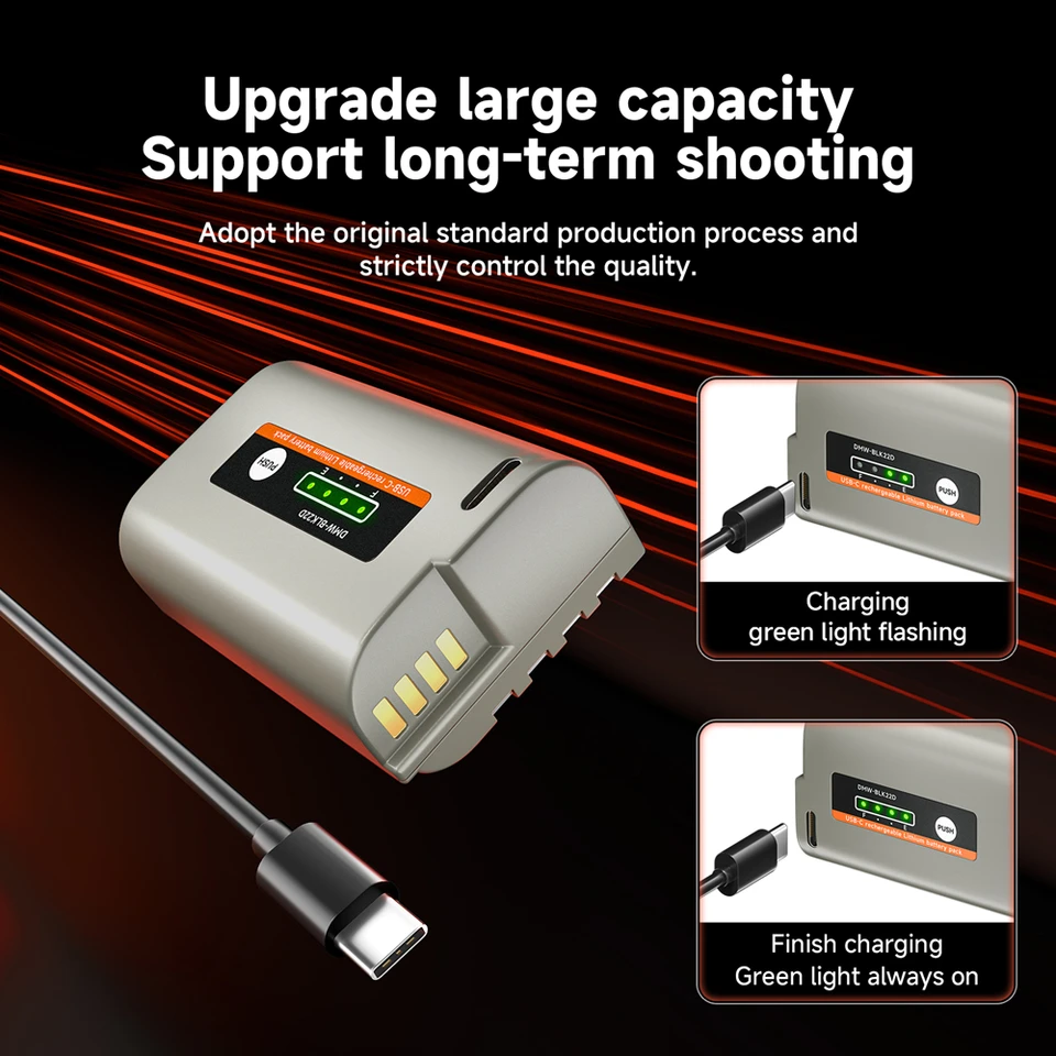 2500mAh DMW-BLK22 BLK22 バッテリー タイプ C USB 付き パナソニック