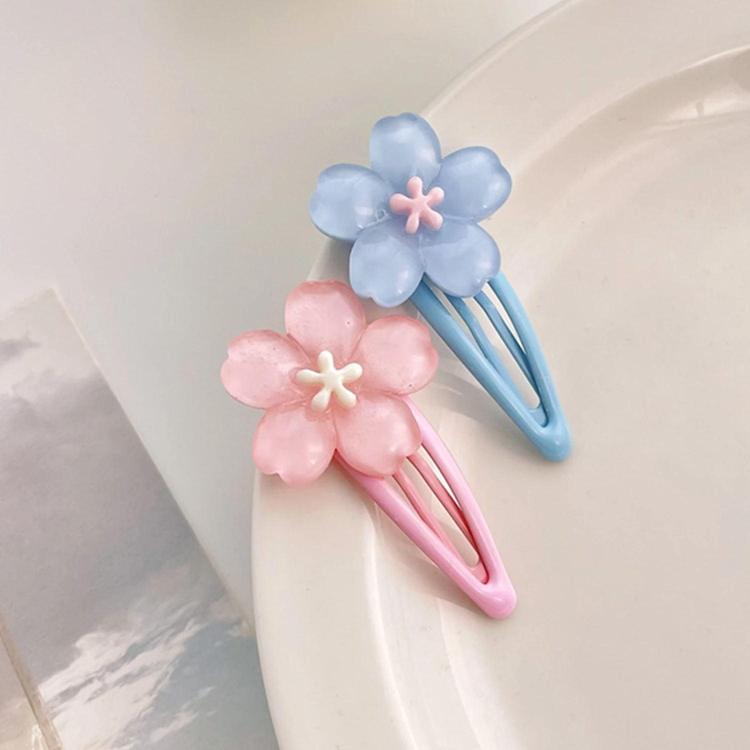 Anime Card Sakura Cute Creamy Flower BB Hairpin Side Hair Clip Girl Headwear Sweet Hairpins Ornament Gift