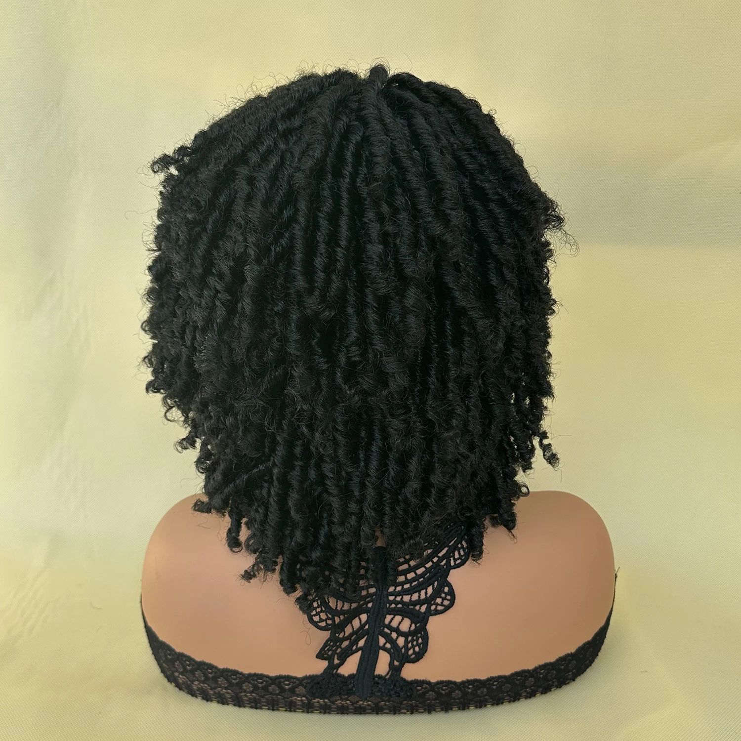 Mens Afro Bob Braided Wig Synthetic Faux Locs Crochet Twist Braiding Wig For Women