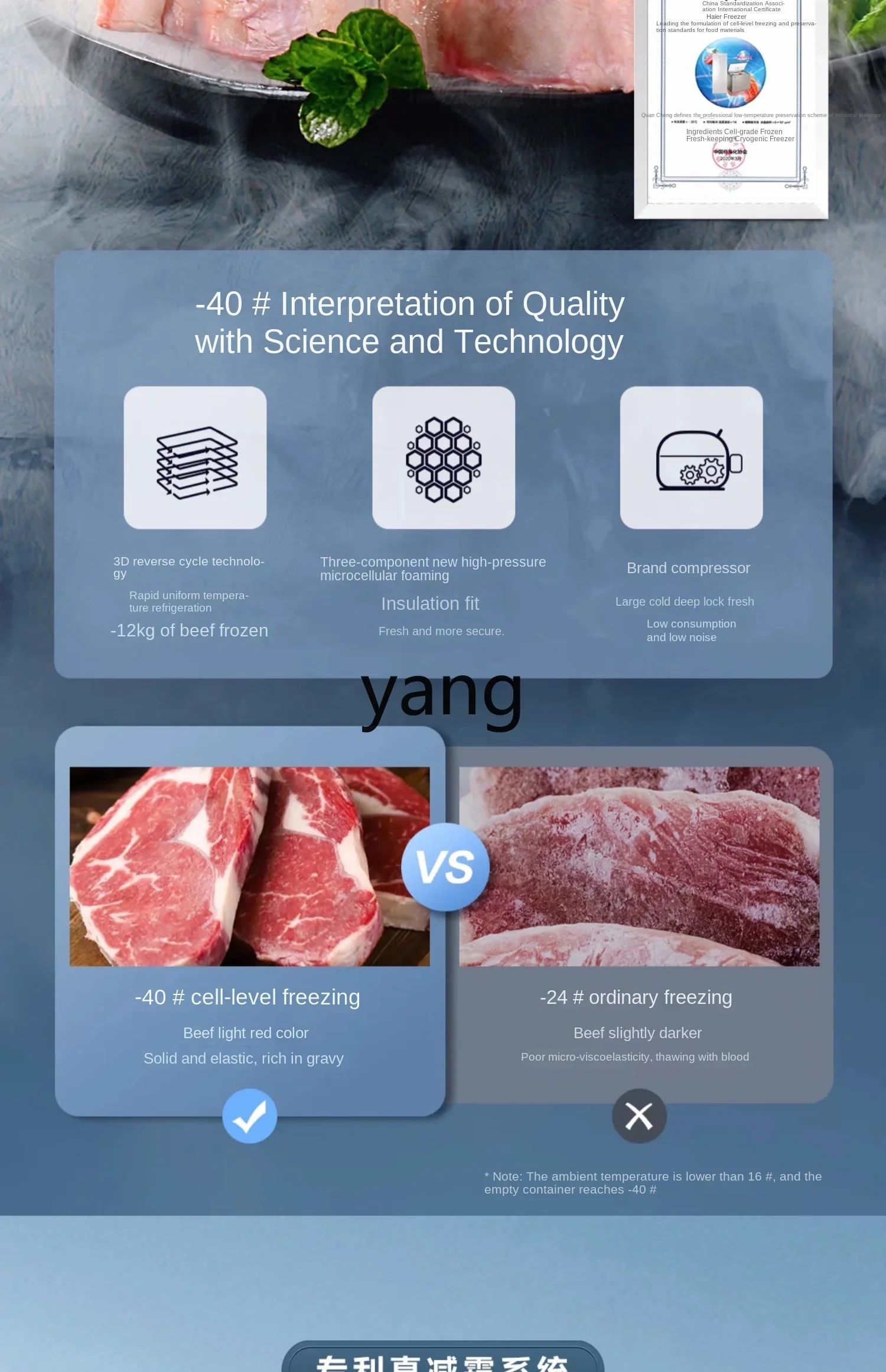 L'm'm Mini Fridge Full Frozen Home Use and Commercial Use minus-40 ℃ Refrigerator Freezer