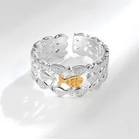 Creative Sweet 925 Sterling Silver New Fashion Shoal Of Fish Multilayer Bridal Sets Rings For Women Girl Fine Jewelry LR273 2