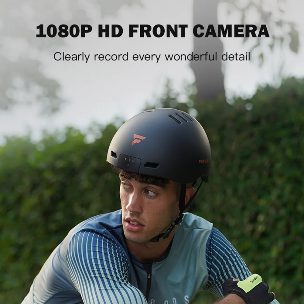전면 후면 LED 조명이 있는 와이파이 카메라 헬멧, 스마트 헬멧, 블루투스 호환 자전거 초경량 헬멧, 성인용 32GB TF 카드