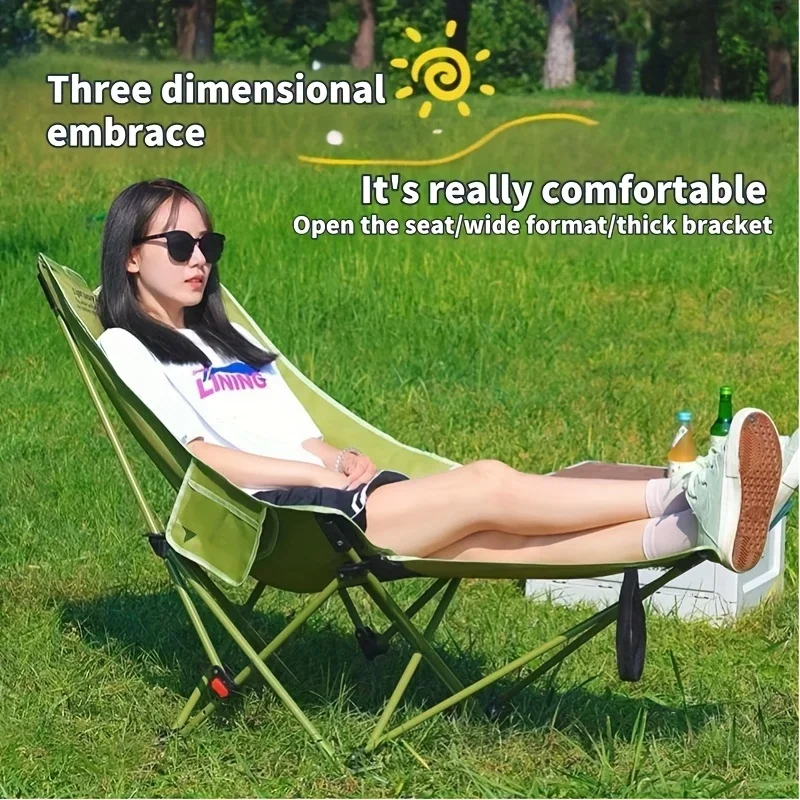 Chaise lune pliante portable réglable pour camping pêche et relaxation extérieure cadre acier 4 positions