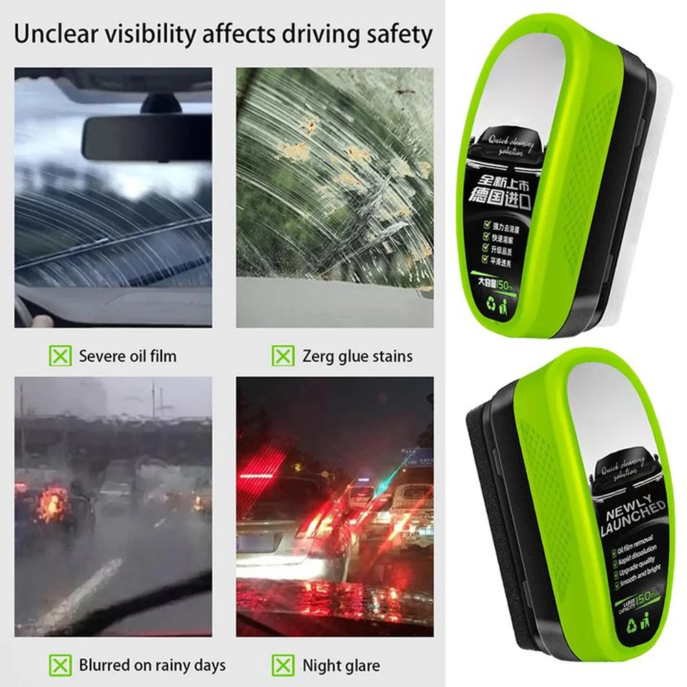 2.0 New Upgraded Model Auto Front Glass Side Window Mirror Cleaning Coating Wipe Auto Glass Oil Film Removal Cleaning Brush 3