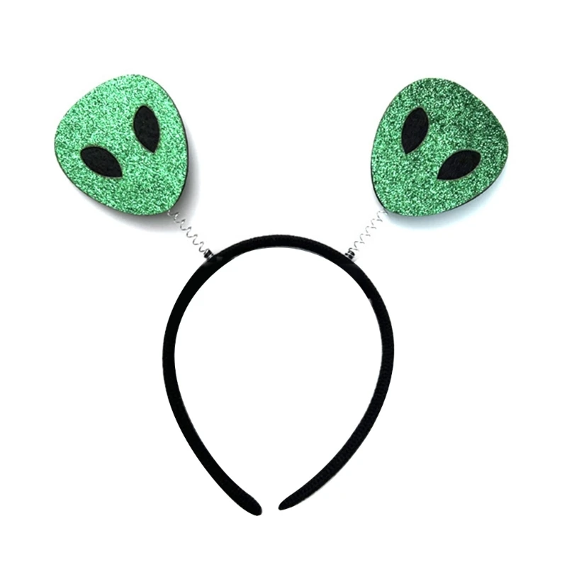 

Y1UB Bouncing Sequins Alien Shape Headband Woman Students Cosplay Hairband Bouncing Alien Headbands Christmas Hair Hoop