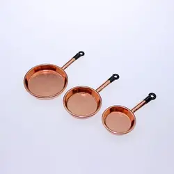 Miniature Dollhouse Kitchen Utensils Set - Alloy Cookware and Accessories (Rose Gold - pan)