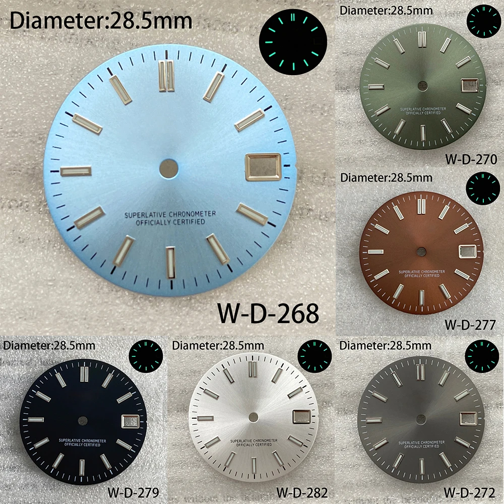 

28.5mm S Logo Sunray Dial Suitable For NH35/NH36/4R/7S Japanese Movement C3 Green Luminous Watch Modification Accessories