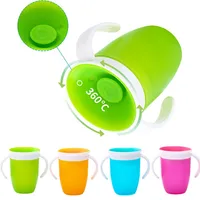 360 Degrees Can Be Rotated Baby Learning Drinking Cup with Double Handle Flip Lid Leakproof Silicone Infants Water Cups Bottle 1