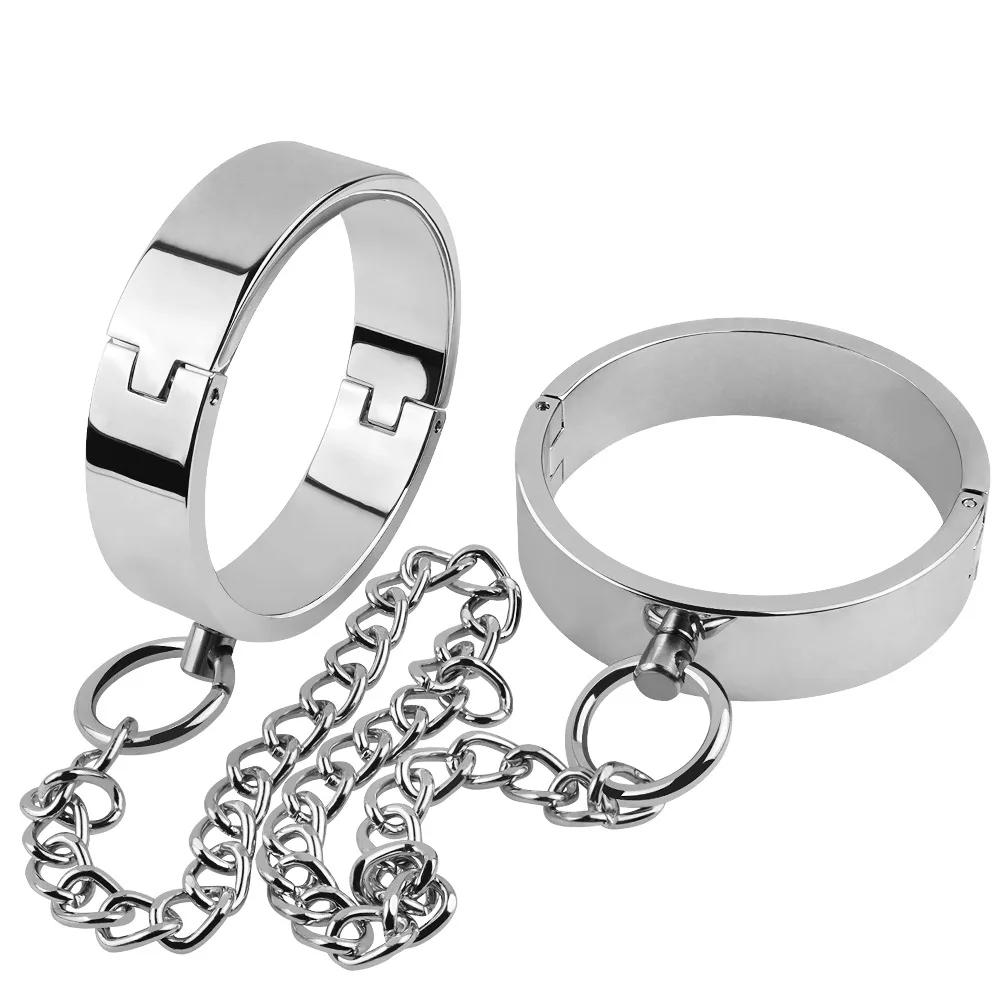 

Handcuffs Ankle Cuffs Stainless Steel,Lockable Wrist & Ankle, BDSM Bondage Restraints Sex Toys for Couple Sex Game Slave Chain