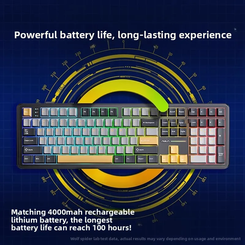 AULA F108Pro 기계식 키보드 3가지 모드 연결 8000mAh RGB 백라이트 108키 핫스왑 가능