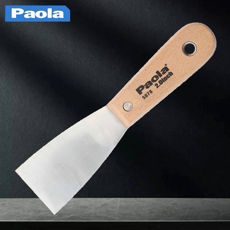 Paola wood handle putty knife 2-inch stainless steel scraper cleaning scraper putty knife scraper