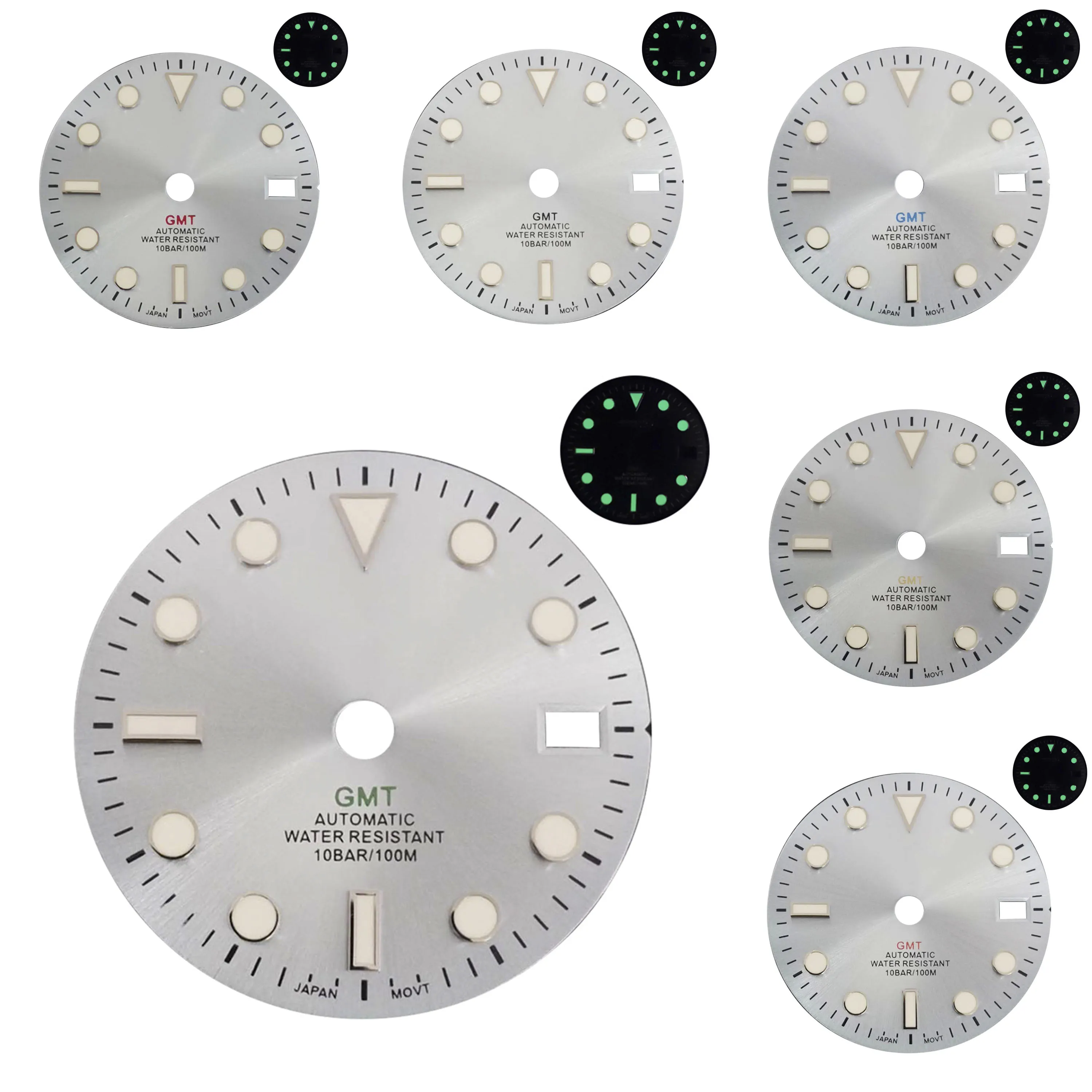 

28,5/29 мм Sunburst светло-голубой NH34 GMT циферблат подходит для NH34 механизм часы аксессуары