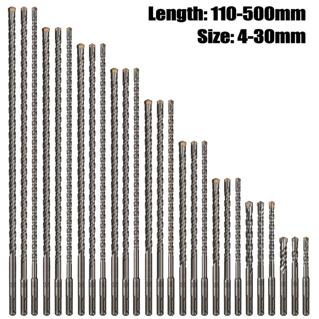 Perceuse à percussion électrique croisée étendue 110-500mm SDS Plus à travers le mur en alliage dur de béton renforcé foret à percussion à quatre lames 1