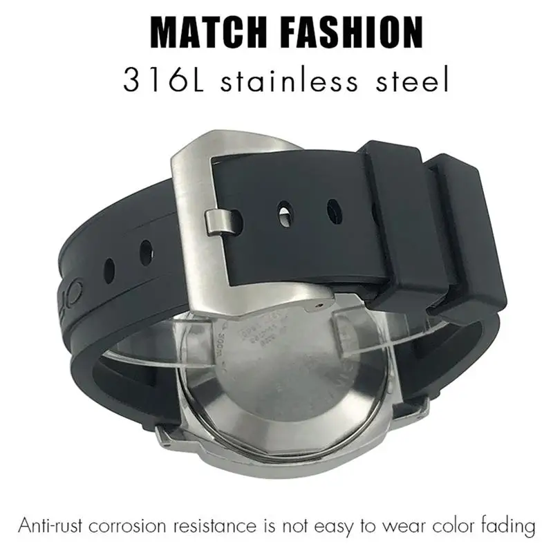 SCHIK Butterfly Clasp Rubber Watchband 24mm 26mm for Panerai LUMINOR Submersible Colorful Silicone Sport Watch Strap