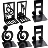 Creative Black and White Key Note Metal Bookends Heavy Duty Black L-Shaped Bookends, Office Bookshelf Storage Gift for Music Lov 1
