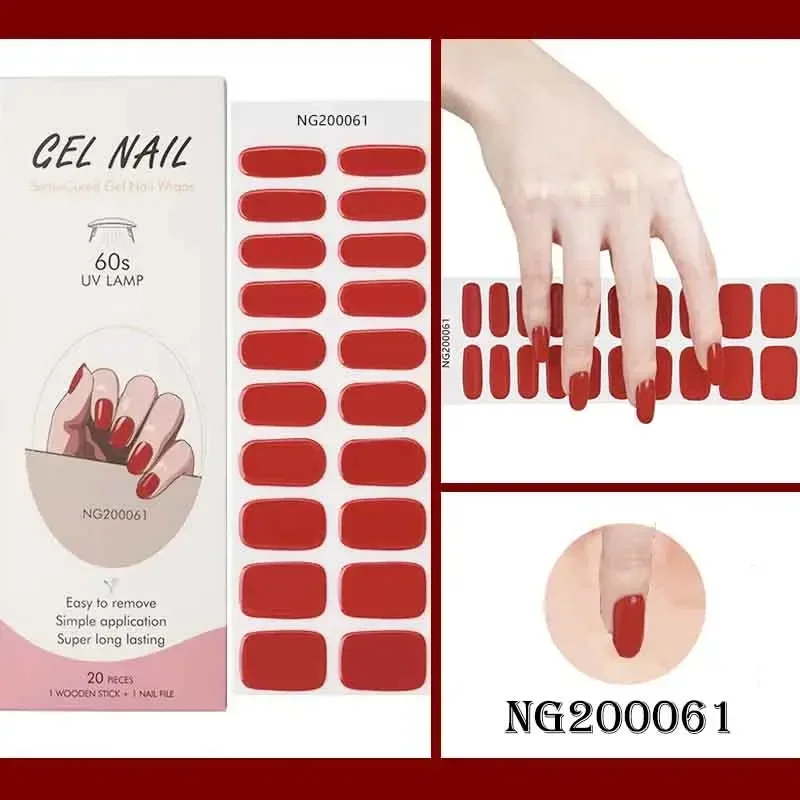 Semi-Cured Gel Nail Wraps Super Long Lasting Gel Nail Stickers 60s LED Lamp Need Nail Art Accessories Easy to Remove 4