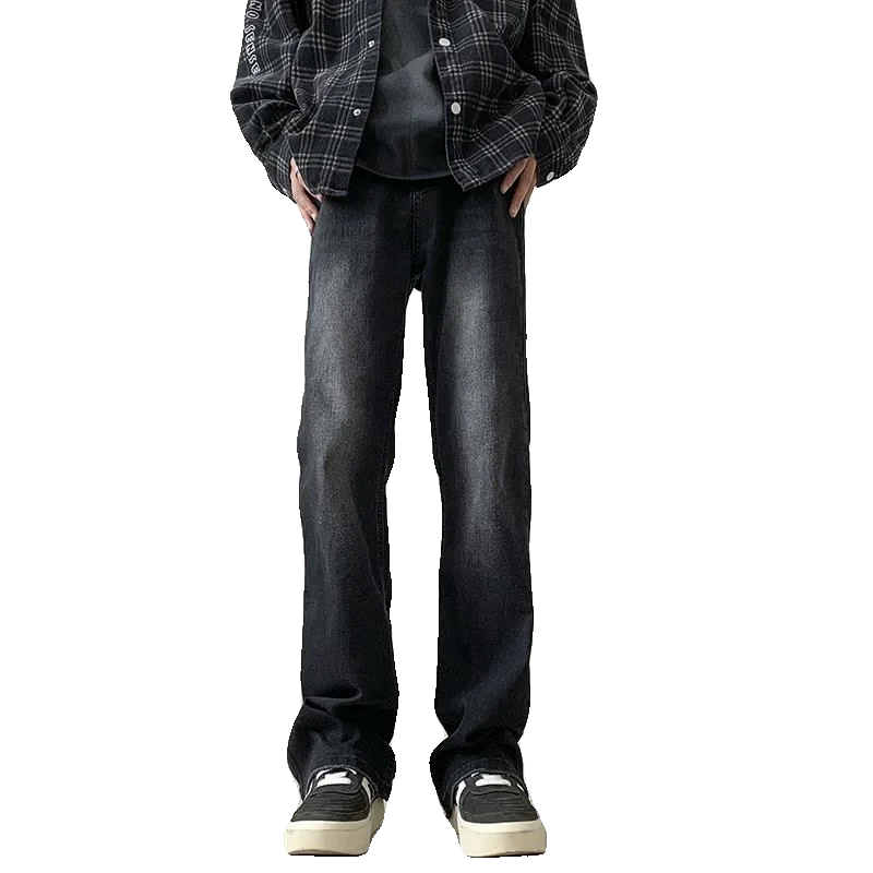 Fashion Jeans Men's Trendy Loose Comfort Straight Denim Trousers High Street Male Fashionable Cotton Wide-Leg Denim Pants