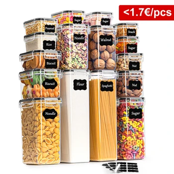 Kitchen container with airtight lid, set of 16 sets 2.8 L / 2.0 L / 1.4 L / 0.8 L/0.52 L/0.32 L/0.24 L BPA free 1