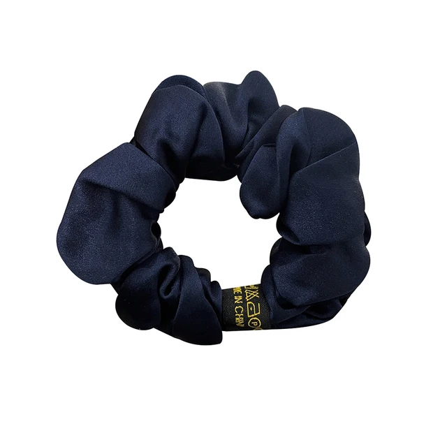 2021 New 100% Pure Mulberry Silk Large Tie Hair Silk Simple Pure Color Retro Hair Bands For Women Hair Tie Rope Accessories Girl Navy Blue