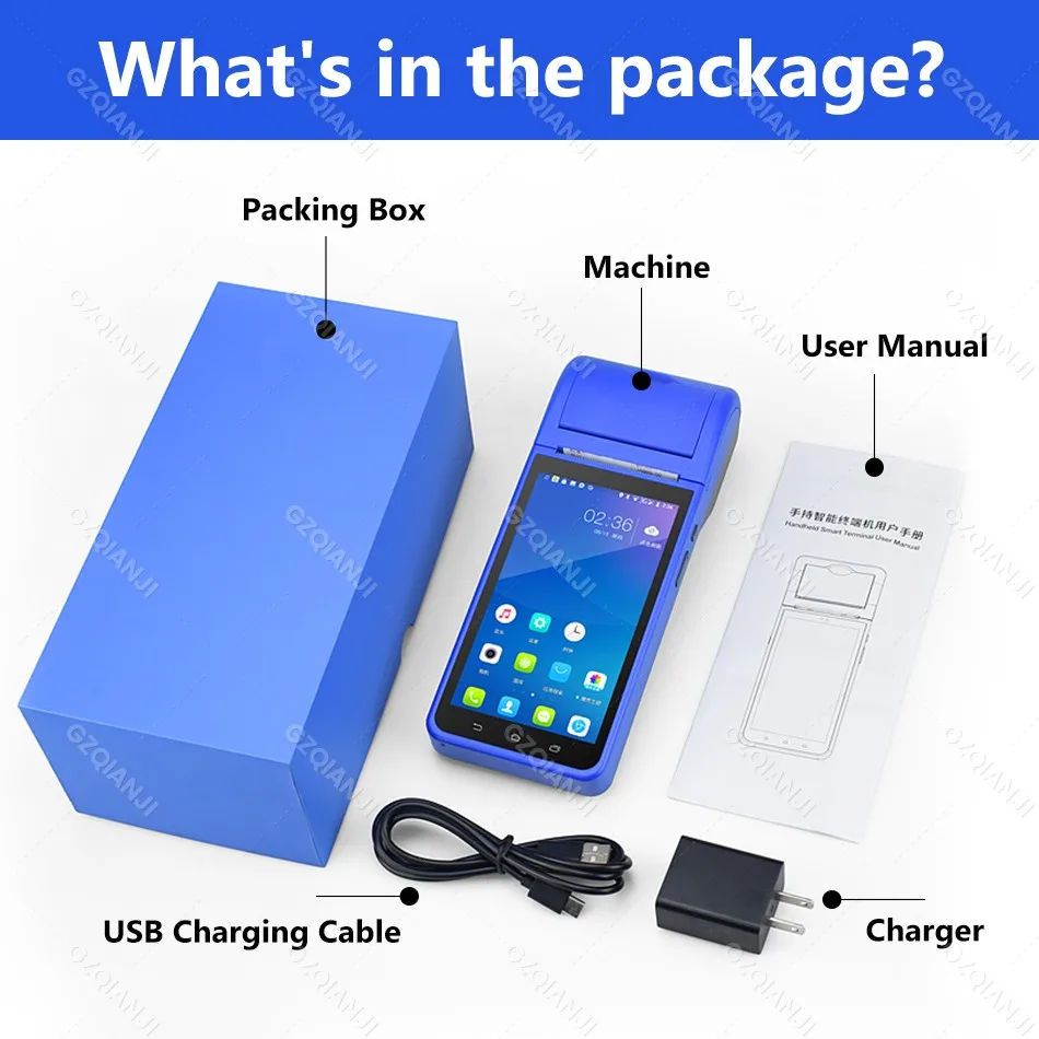 4G Handheld Android 8.1 POS Printer 58mm Mobile Receipt Bill Ticket Thermal Printer 5.5 HD WiFi Bluetooth POS System