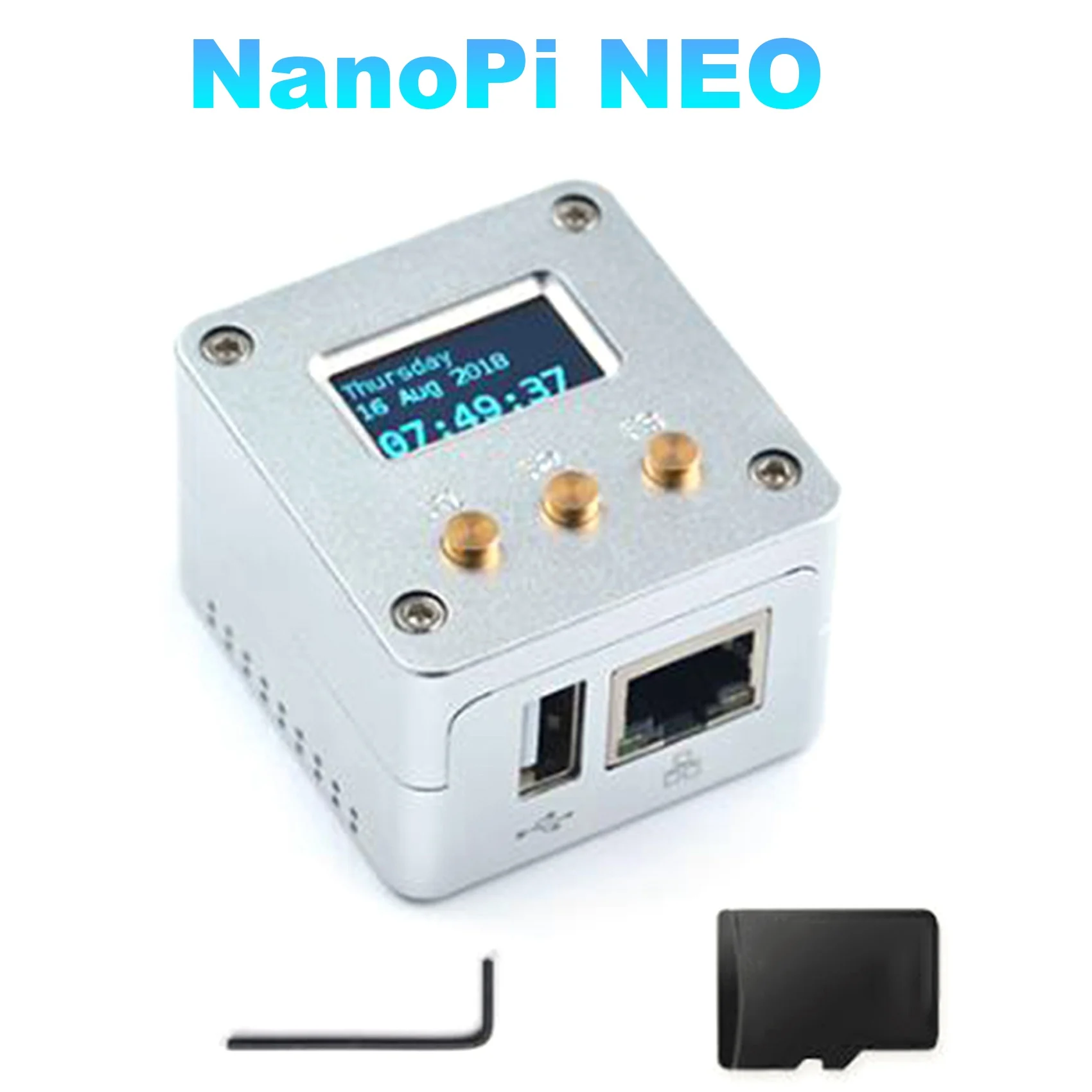 A40I NanoPi OLED 디스플레이 + 금속 케이스 키트 오픈 소스 H3 개발 보드 512MB DDR3 RAM Openwrt Armbian