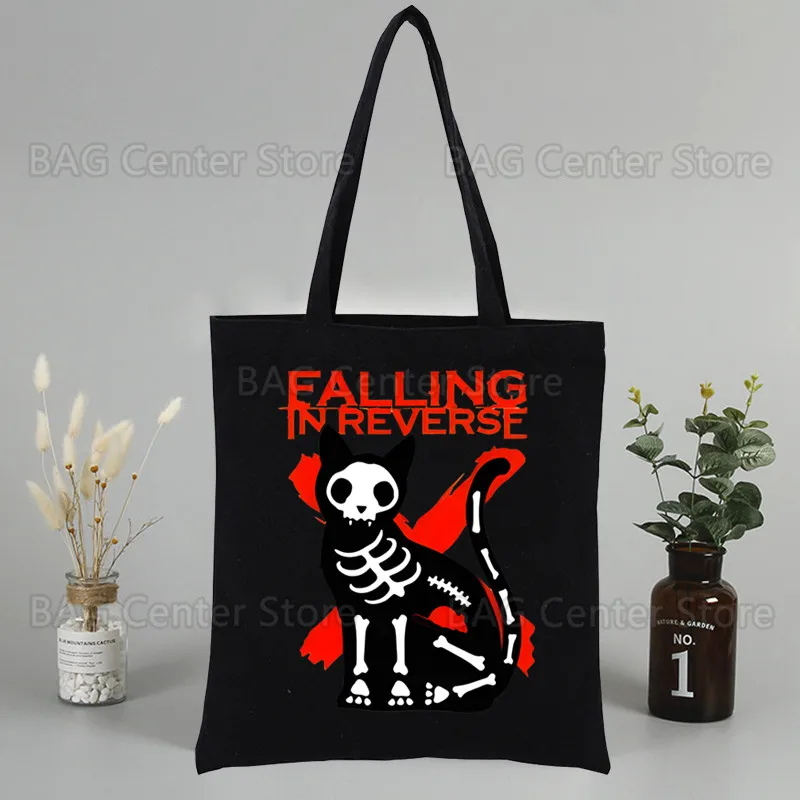 Falling in Reversve Unisex Handbags Custom Canvas Tote Bag Print Daily Use Reusable Travel Casual Shopping Bag Black