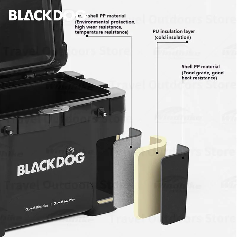 Naturehike BLACKDOG Camping Cooler Insulation Box Refrigerated Storage Outdoor Fishing 26L Car Ice Bucket Picnic PP Portable