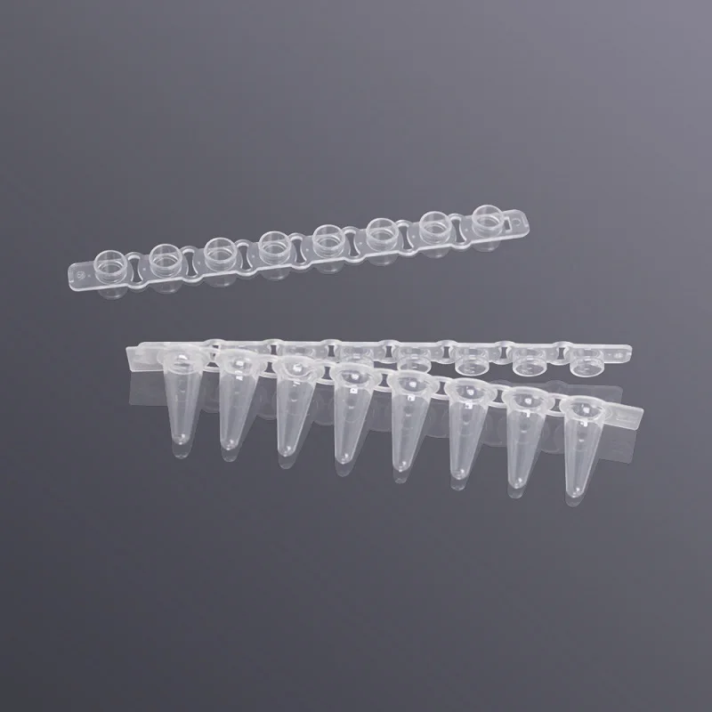 LABSELECT Eight row tubes with flat cover, 0.1ml PCR Strip Tubes, 125 rows/carton, PST-0108-FT-C