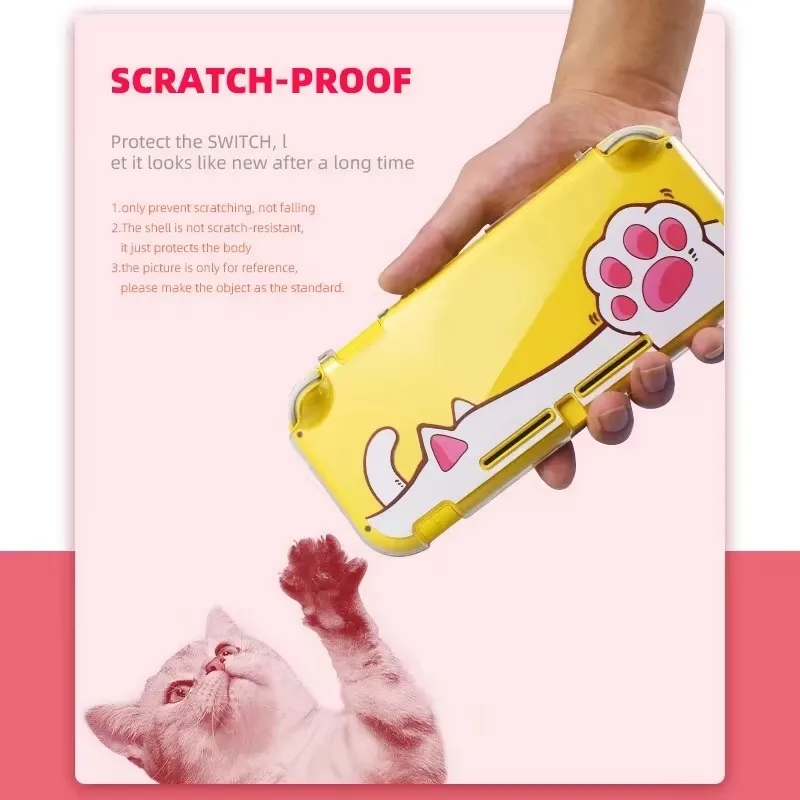 Cute Clear Protective Case for Nintendo Switch Lite - Transparent Hard Shell Cover