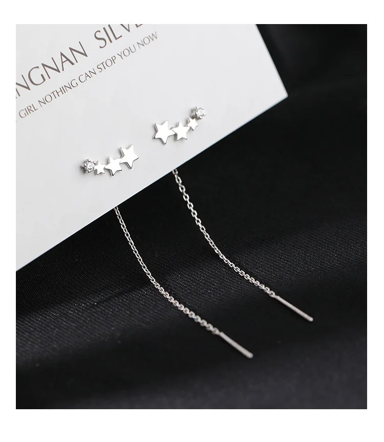 Long Earrings Silver Jewelry Women's Long Chain Earrings
