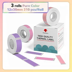 Phomemo Waterproof Adhesive Label Roll - White Sticker Anti-Oil Paper for Mini Portable Thermal Printers (3 Rolls) (12x30mm Color P12)