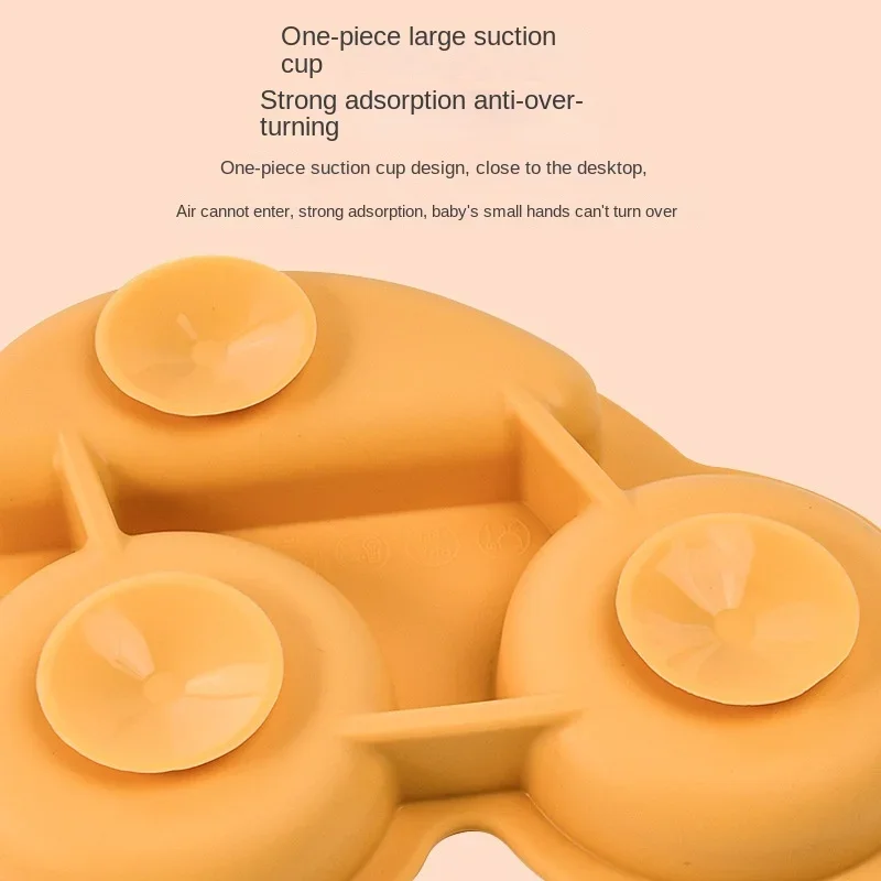 Car Shape Silicone Baby Feeding Set Suction Plate Silicone Baby Bowl Snack Cup Wooden Spoon Fork Kids Tableware Children Dishes silicone meal set,silicone feeding set,baby tableware set