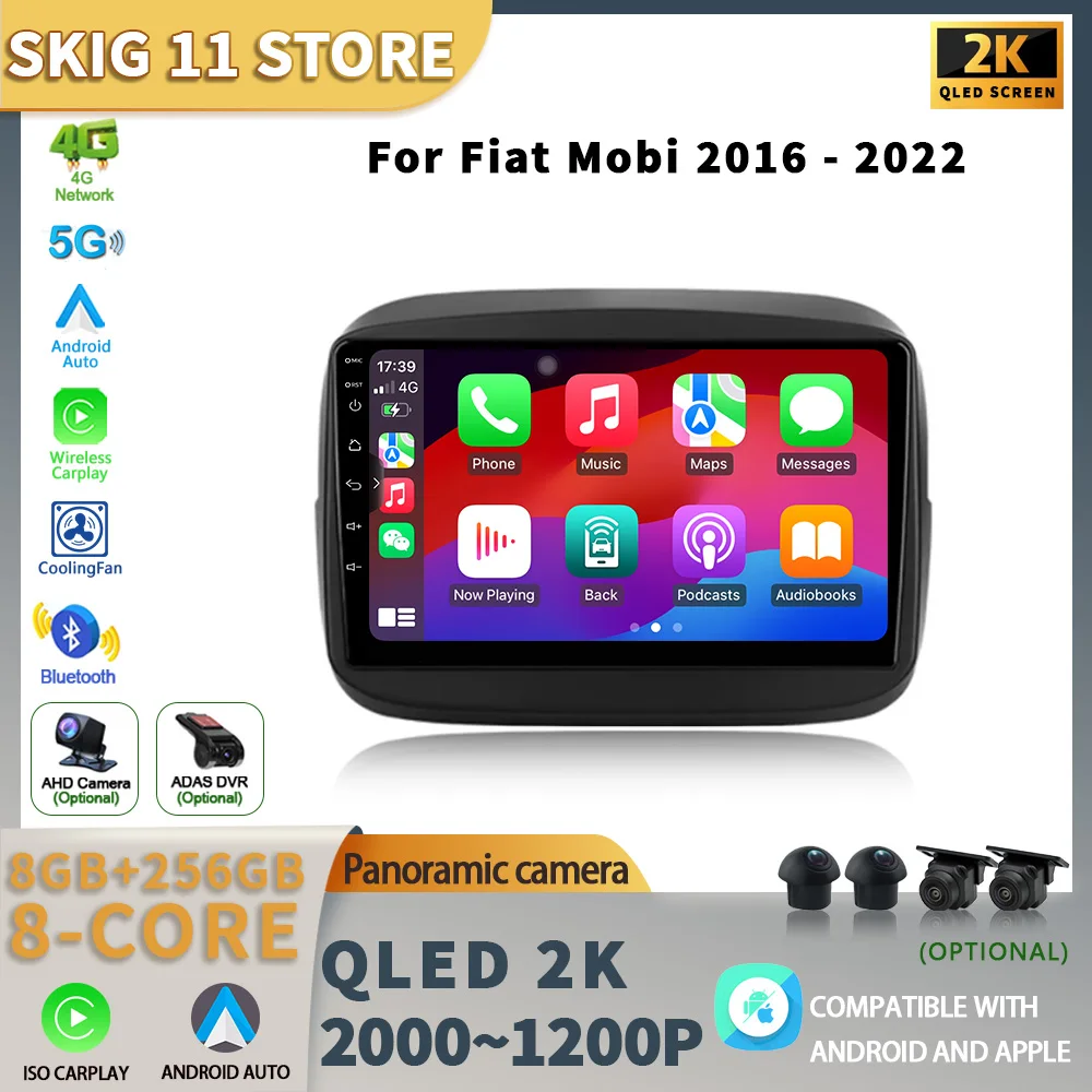 

Android For Fiat Mobi 2016-2022 Multimedia Central GPS Navigation 5G WIFI Car Radio Apple Carplay Auto 9 Inch Screen Stereo