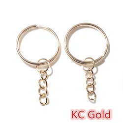 Set of 20 Stylish Gold & Silver Plated Keychains with 25mm Rings (KC Gold)