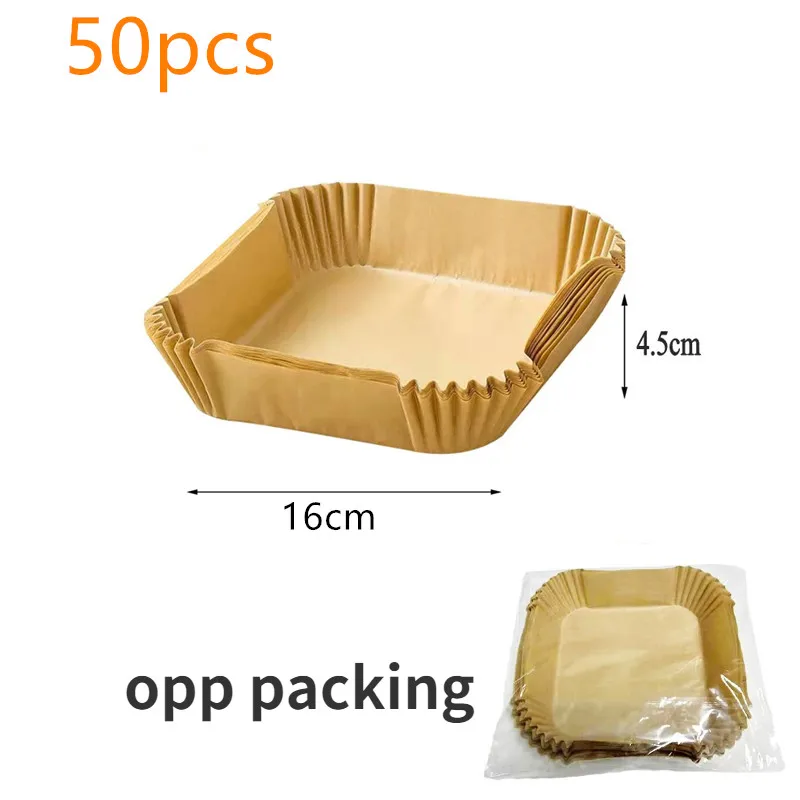 Air Fryer Liners Baking Paper 50PCS Air Fryer Baking Paper for Barbecue Plate Round Oven Pan Pad 16cm AirFryer Oil-Proof Disposable Paper Liner BBQ Plate