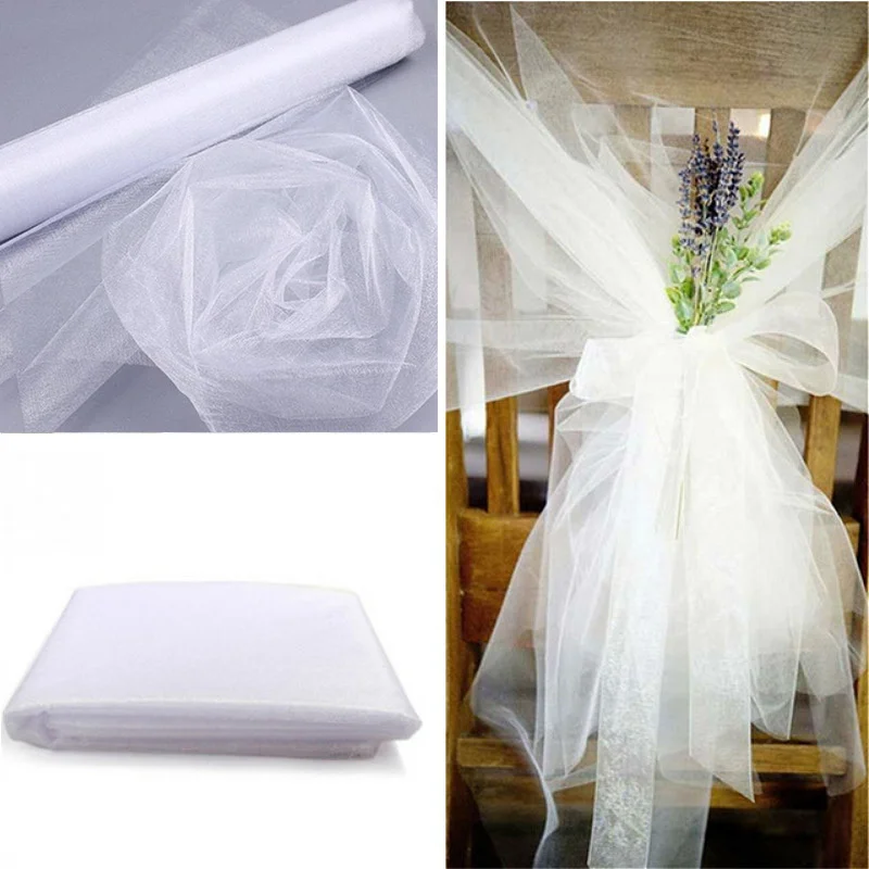 10m Wedding Decoration Organza Sheer Fabric Tulle Roll – Floral Supplies  Store