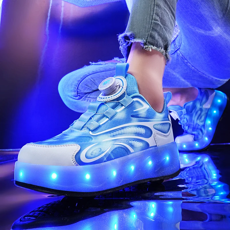 Patins Adaptado Roller Box Tenis Patins Flashing Roller Patins