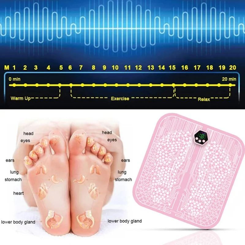 EMS Foot Massager Electric Feet Acupuncture Mat For Plantar Fasciitis Relief Neuropathy Pain Relief Instrument Durable B