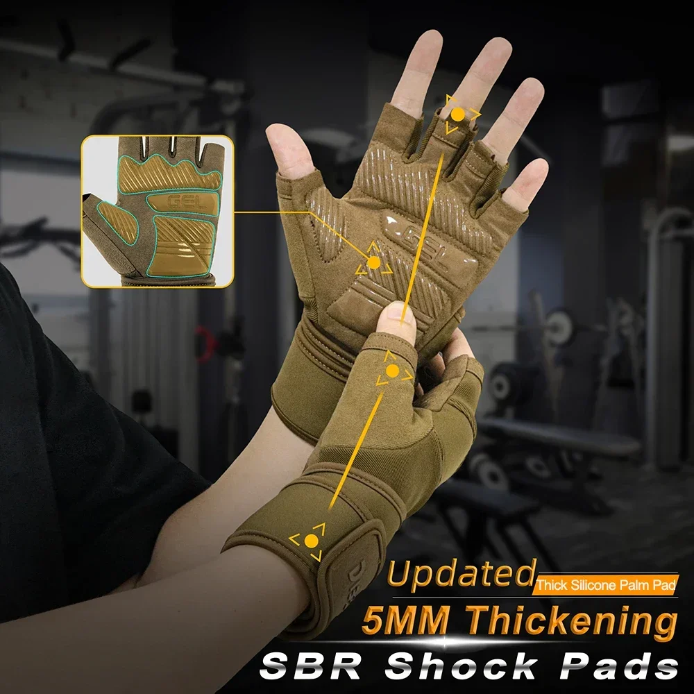 Description Picture 5 of itemNEW Half Finger Gym Gloves Weightlifting Dumbbell Training Anti-Slip Fitness Gloves with Wrist Support Workout Crossfit Exercise