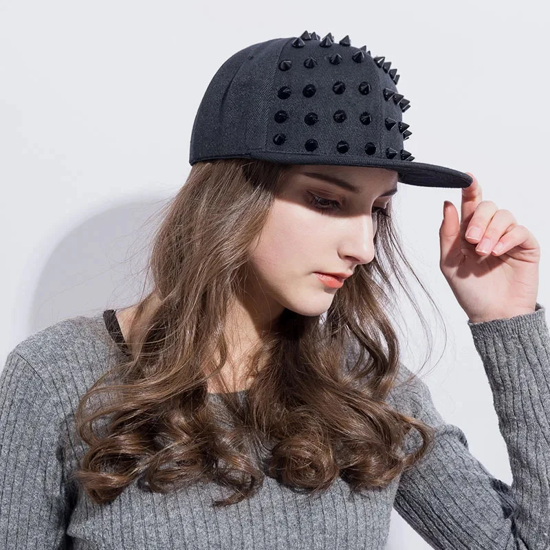 Unisex Punk Studded Baseball Hip-Hop Hat Adjustable Snapback Spike Rivet Stud Cap