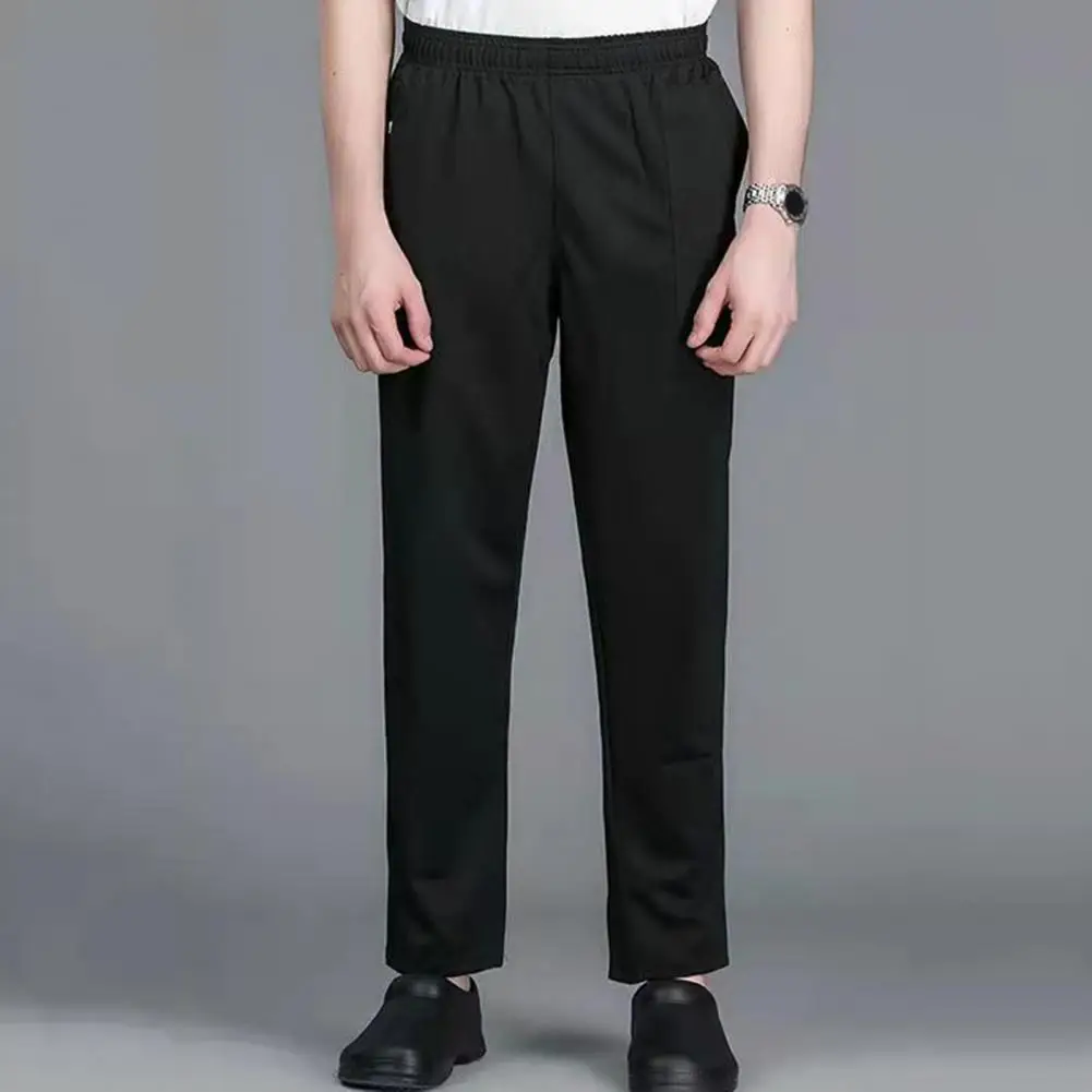 Cook Pants Unisex Chef Pants Elastic Waist Breathable Fabric Secure Pockets for Restaurant Service Cooking Uniforms Loose wide leg pants