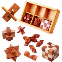 Wooden Puzzle Box Set Intelligent Unlock Toy Kong Ming Lock Brain Teaser IQ Puzzles Mind Challenge Games For Kids And Adults 2