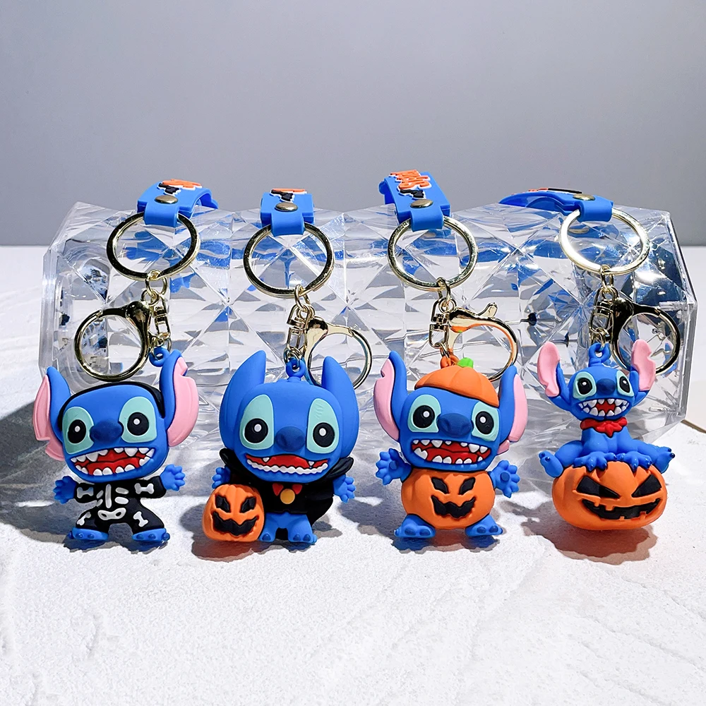 

Halloween Lilo&Stitch Keychain Anime Characters Cute Blue Pink Stitching Keychain Fashion Couple Packaging Decoration