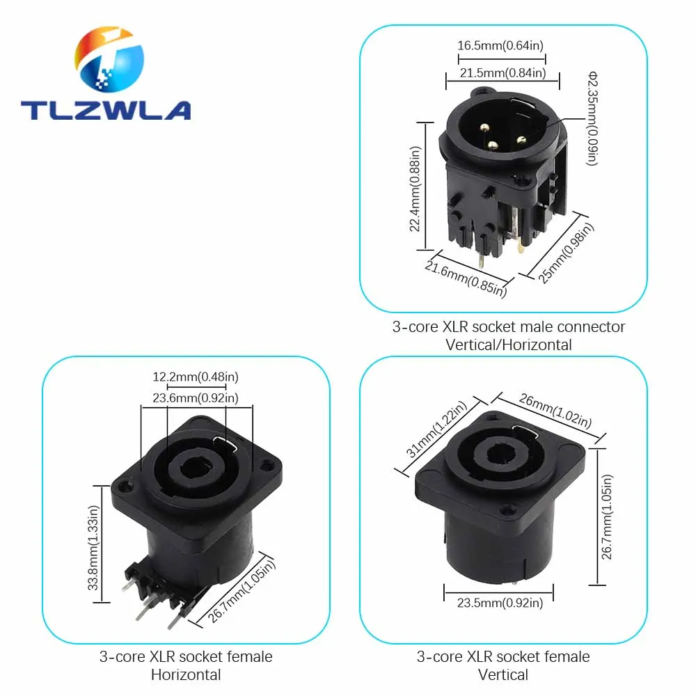 1PCS 3pin XLR Female Socket Connector Panel Mount Mixer Microphone Audio Speakers Plug Adapter — view 5
