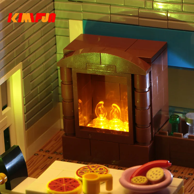 Usb Moc Building Blocks Led Light Barbecue Table City Diy Dynamic Flame Lamp Effect Camino Brick Toy Garden
